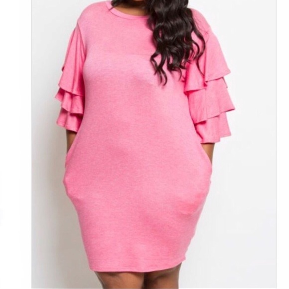 plus size pink ruffle dress